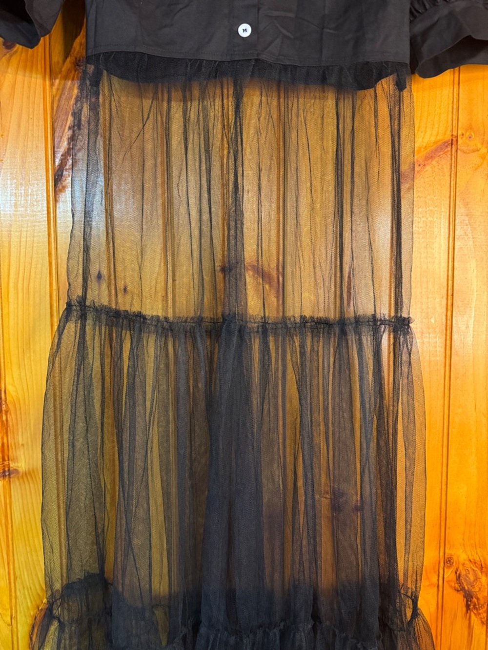 Kohl's Black Puff Sleeve Sheer Tulle Dress - Picture 4 of 7